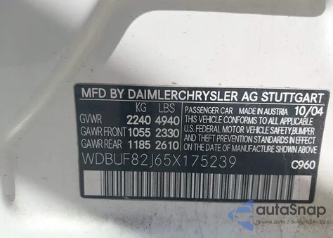 2005 Mercedes-Benz E 320 4Matic из США, поврежденный, VIN WDBUF82J65X175239